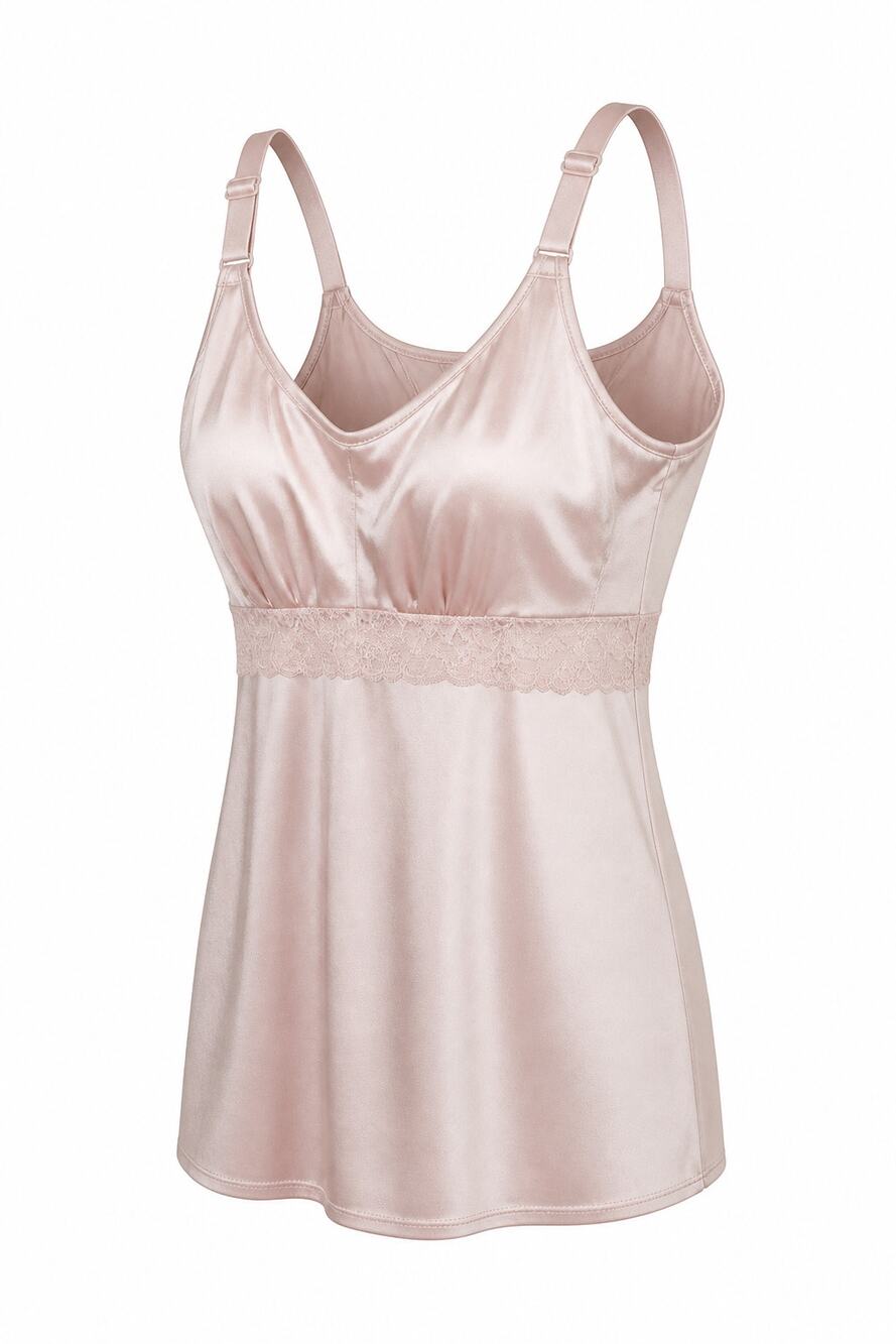 Ruby Ribbon Convertible Lace Cami #3024 SZ 42 Beige Shapewear Tank Built In Bra